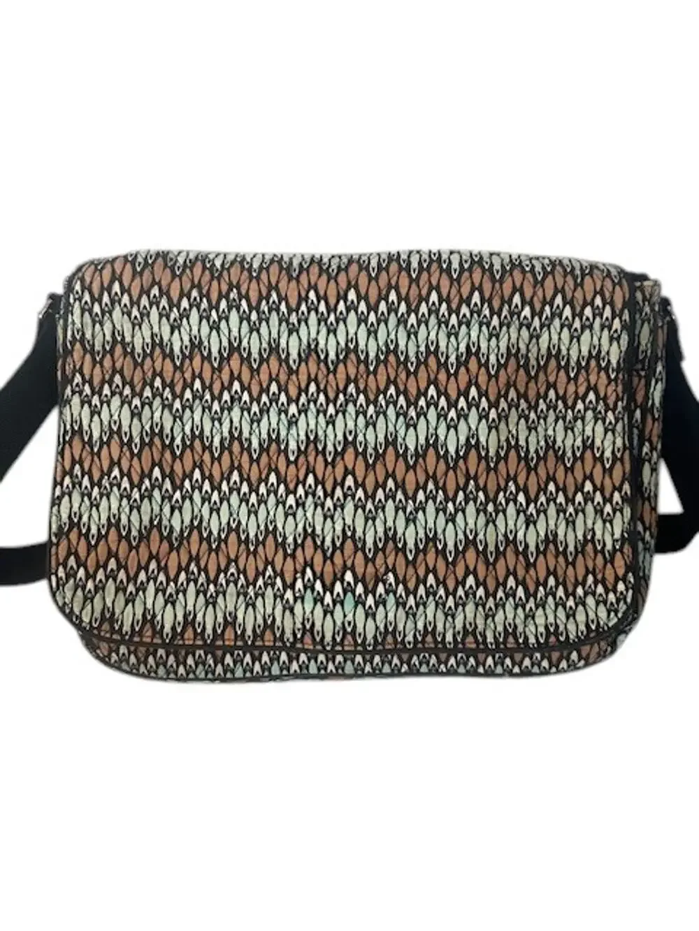 Vera Bradley Brown Multi-Color Sierra Stream Pattern Laptop Messenger Bag Women